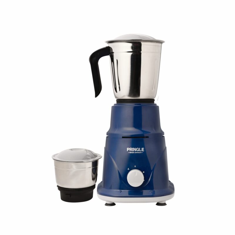 Pringle Crest 2 Jar Mixer Grinder 500W Powerful Motor[ISI] Certified-304 Grade Stainless Steel Blade| 2 Stainless Steel Jars(1 Litres) Chutney Jar (0.25 Litres)3 Speed -Blue