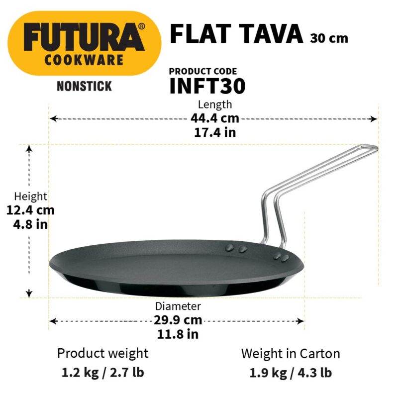 Hawkins Futura Induction Compatible Nonstick Flat Tava 30 cm, 4.88 mm (Black) - Image 6