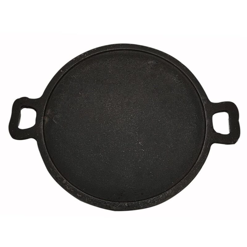 Rustik Craft Pre-Seasoned Black Cast Iron Dosa Tawa/Baking Pan with Two Loop Handles 12", Good for Cooking on Gas, Dosa,Omlete,Roasting pan (W =3500 G, Thickness 8.8 mm) - Image 2