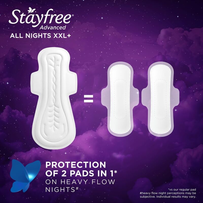 Stayfree Advanced XXL+ Ultra Thin Sanitary Pads for Women | 16 Soft Cotton Pads for All Night Ultra Comfort | Absorbs 2x More with Wider Back | Prevent Rashes | Odour Control - Image 6