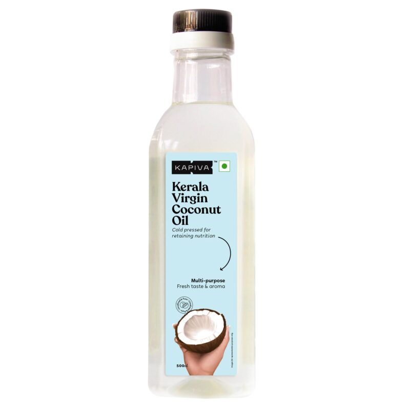 Kapiva Virgin Cold-Pressed Coconut Oil 500ml | 100% Pure, Unrefined, Organic & Edible | For Cooking, Skin & Baby Care, Oil Pulling | Coconut Oil For Hair | Keto Friendly
