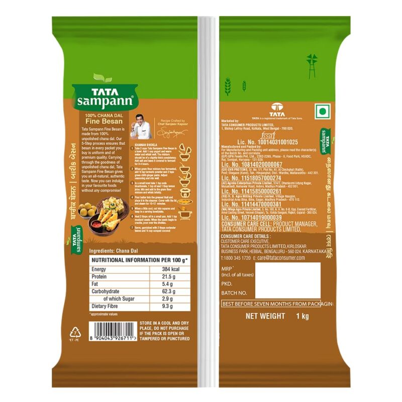 Tata Sampann 100% Chana Dal Fine Besan, Gram Flour, 1 Kg - Image 2
