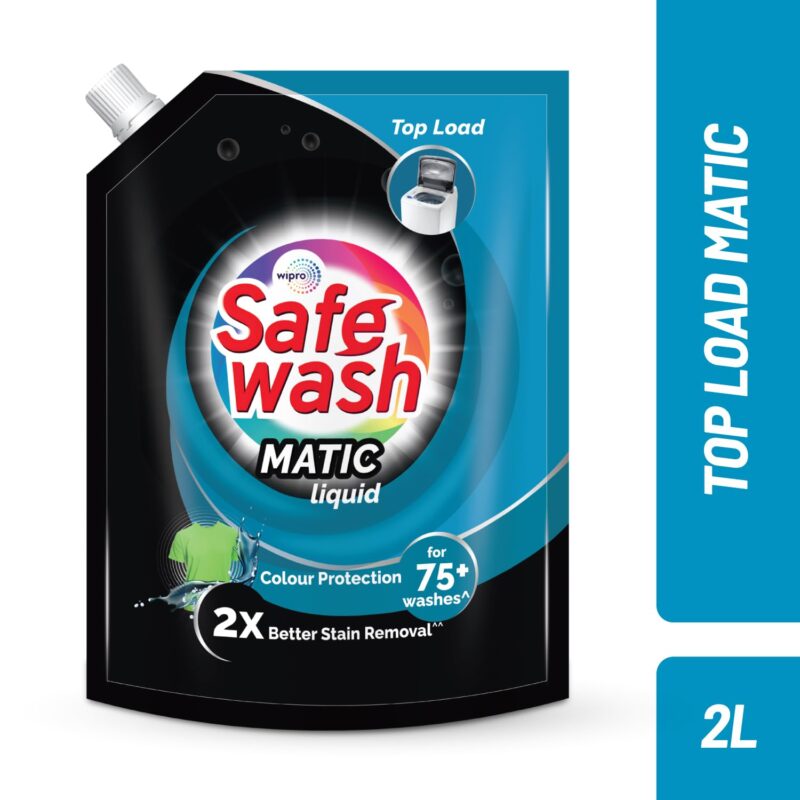 Safewash Top Load Matic Premium Liquid Detergent with Colour-Protect Technology| 2X Stain Removal | For All Types of Fabrics| 2L Refill Pouch - Image 8