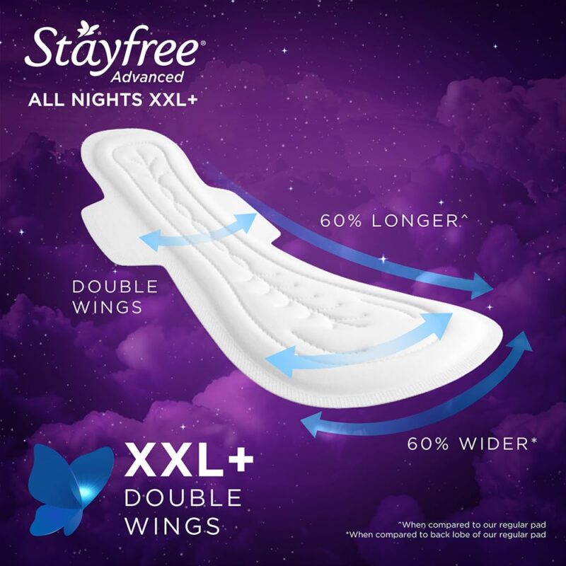 Stayfree Advanced XXL+ Ultra Thin Sanitary Pads for Women | 16 Soft Cotton Pads for All Night Ultra Comfort | Absorbs 2x More with Wider Back | Prevent Rashes | Odour Control - Image 4