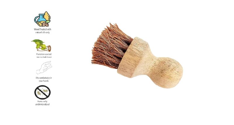 Palmera Natural Coir Tawa Brush for Spreading Oil on Dosa Tawa, Iron Tawa, Roti Tawa & Low Oil Frying on Pans (Fully Natural Food Grade Vaarnished Wood, 9X6X6 cm) (Pack of 1) - Image 7