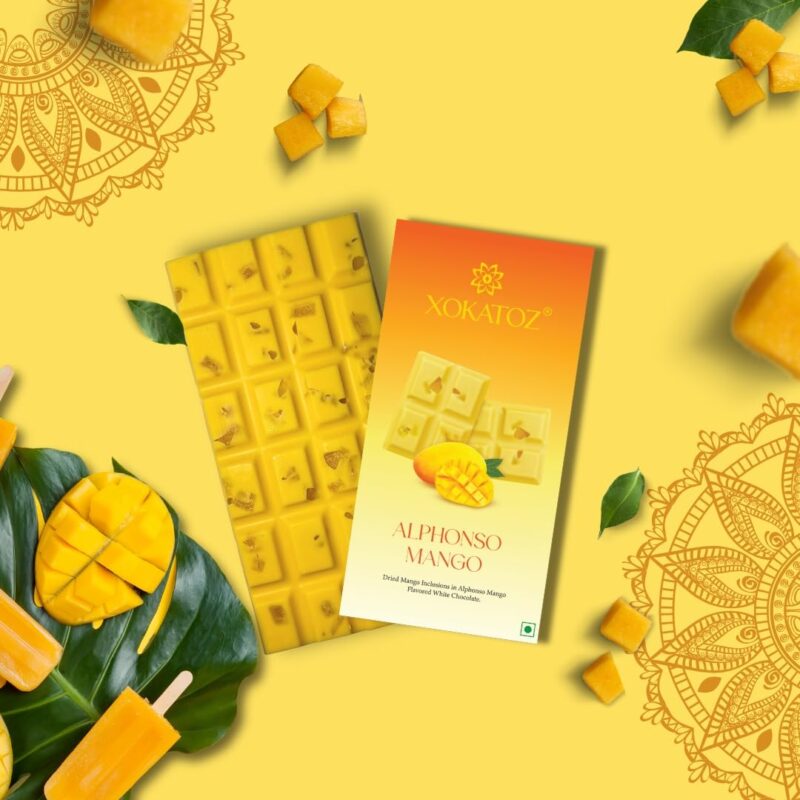 XOKATOZ Exotic Premium Chocolate - 1 Alphonso Mango Flavoured White Chocolate Bar - Gift Set - Pack of 1, 75g (75g x 1) - Image 8