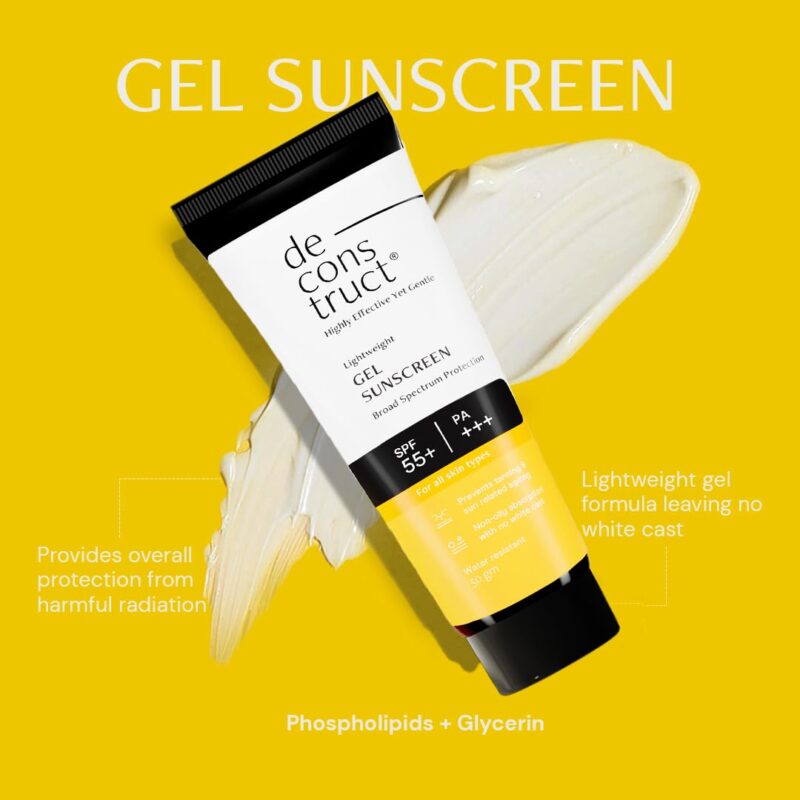 Deconstruct Glow Guard Duo | Brightening Lip Balm (4g) + Gel Sunscreen (50 g) | Lip Balm- For Dark, Pigmented, Dry, Flaky Lips | Brightens Pigmented Lips | Gel Sunscreen- SPF 50+ Gel based sunscreen for all skin types | Pack of 2 - Image 4