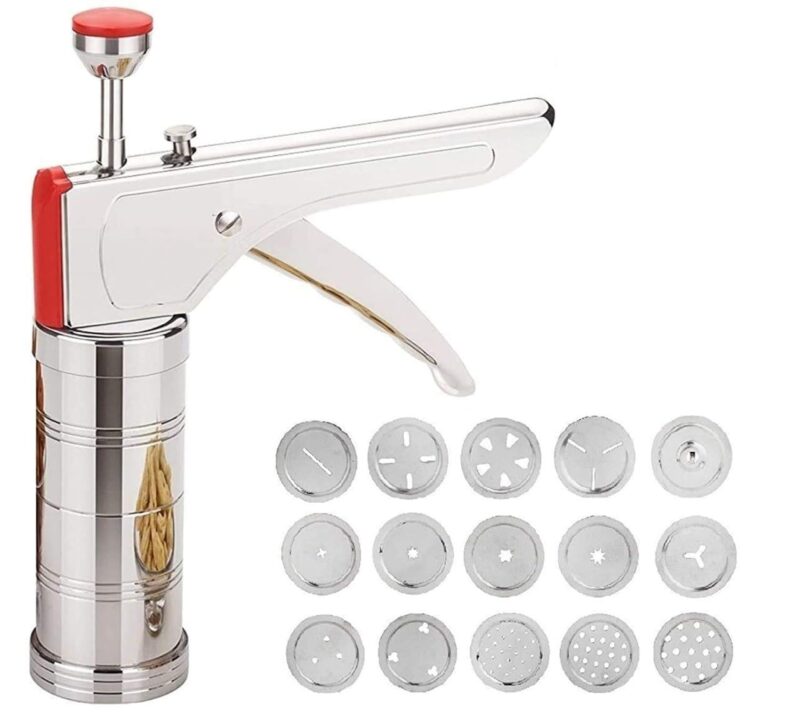 Multipurpose Kitchen Press - FarHaven - Idiyappam, Chakli Maker Machine | Multi-Purpose Noodles, Sev, Murukku & Namkeen Maker for Home, Easy to use – 15 Jalis & Icing Nozzles Included (White) - Image 3