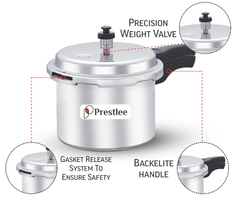 Prestlee Aluminium 3 Litres Pressure Cooker | Outer Lid | Faster & Healthy Cooking | Gas Stove Compatible | ISI Certified | 5 Years Manufacturer's Warranty | Silver - Image 6