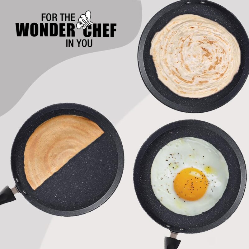 Wonderchef Duralite Die-cast 28 cm Dosa Tawa | 5 Layer Healthy Duramax Non-Stick Coating | Soft Touch Handle | Pure Grade Aluminium | PFOA Free | 2 Year Warranty Grey - Image 3