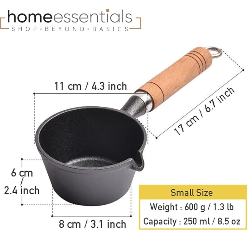 Home Essentials Cast Iron Tadka Pan/Vaghar/Chounk/Baghar for Frying Dal/Spices | 4Inch, 450gm, Gas & Stove-Friendly | Pre-Seasoned, 100% Toxin-Free, Naturally Non-Stick Tempering Pan (Round) - Image 6