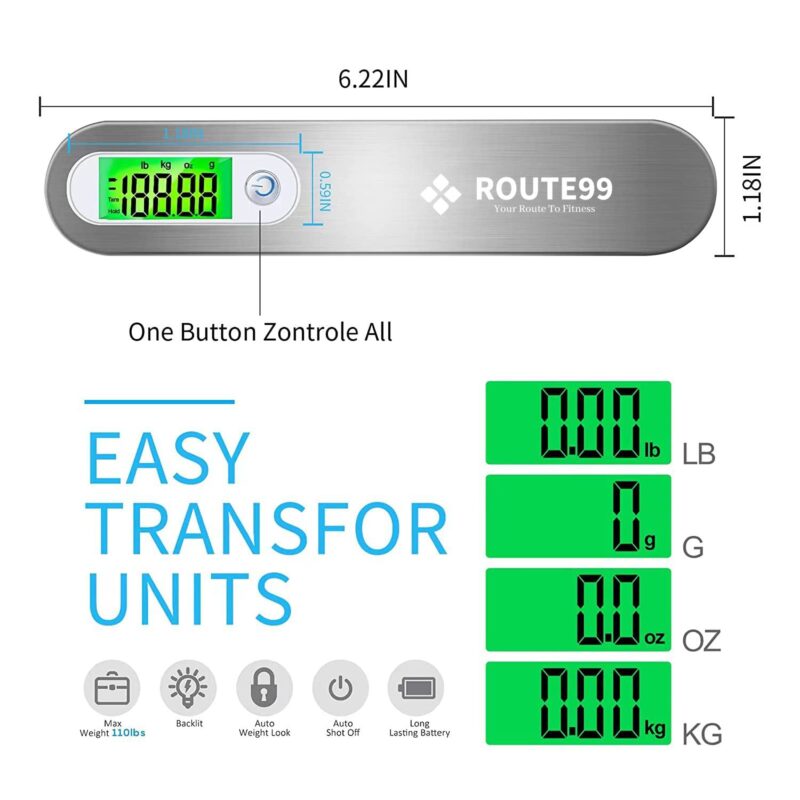 ROUTE99 Luggage Weighing Scale for Flights, Travel, Home, Shop, Gas Cylinder; Portable, Hanging Weight Machine for Bags and Baggage Included Battery 50kg with LCD Display - 5 Years Warranty - Image 4