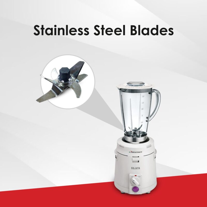 Sujata Polycarbonate Frootmix 900 Watts Smart Mixer Blender | 22000 Rotations Per Min | 90 Minutes Continuous Running | Versatile Jar 1750 Ml, White - Image 4