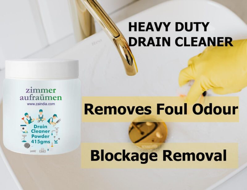 Zimmer Aufraumen 450gms Heavy Duty Drain Cleaner & Blockage Opener Powder. Opens Clogs. Dissolves Hair, Accumulated Soap Scum & Dirt. Biodegradable. Economical. - Image 4