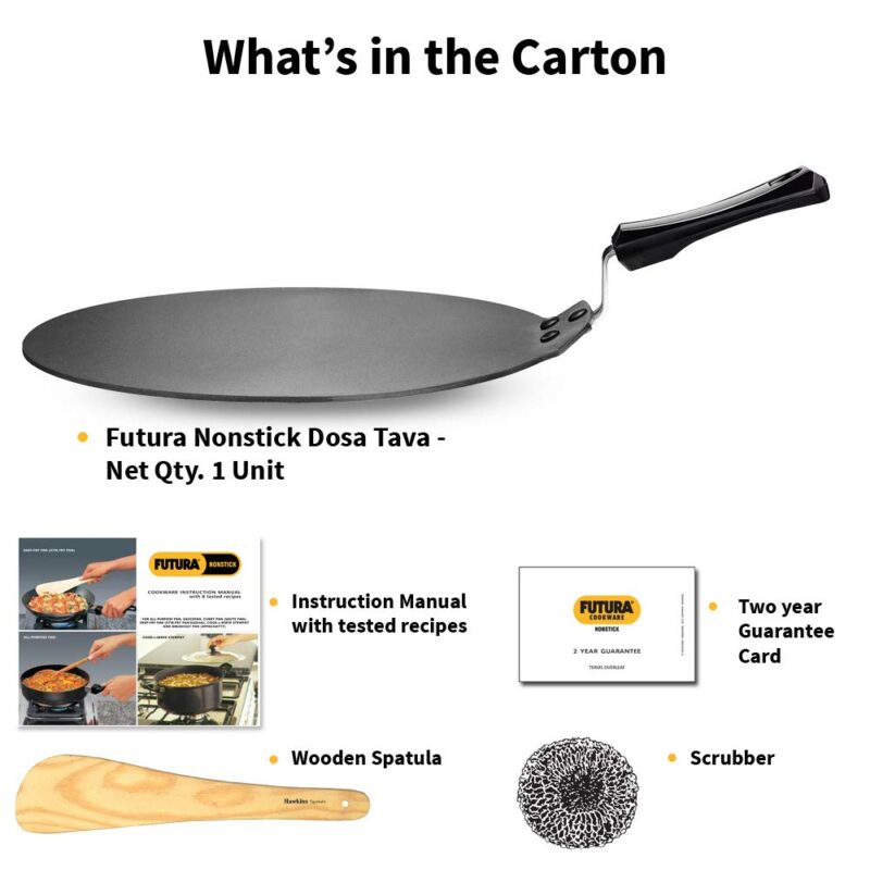 Hawkins Futura 28 cm Dosa Tava, Non Stick Dosa Tawa, Small Dosa Tawa (NDT28) (Black) - Image 2