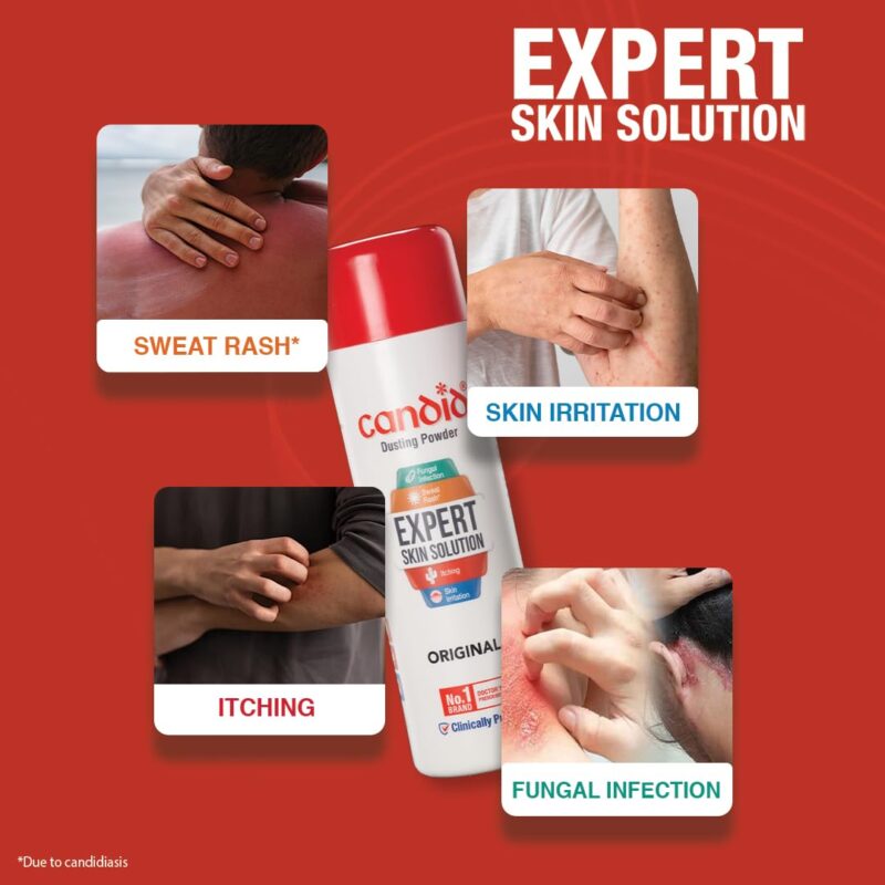 Candid Dusting Powder | Expert Skin Solution |Doctor's Prescribed No.1 Brand | Prevents Sweat Rash, Itching, Fungal Infection & Skin Irritation | Anti-fungal Powder | Clotrimazole | 250g | Pack of 3 - Image 5