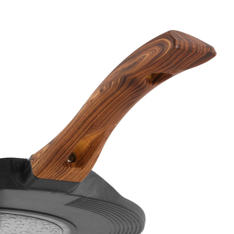 Vinod Zest Plus Die Cast Aluminium Non Stick Tawa - 28 cm | Roti / Paratha / Dosa Tawa with Wooden Handle | 5mm Thick | Induction and Gas Base | 2 Year Warranty - Image 6