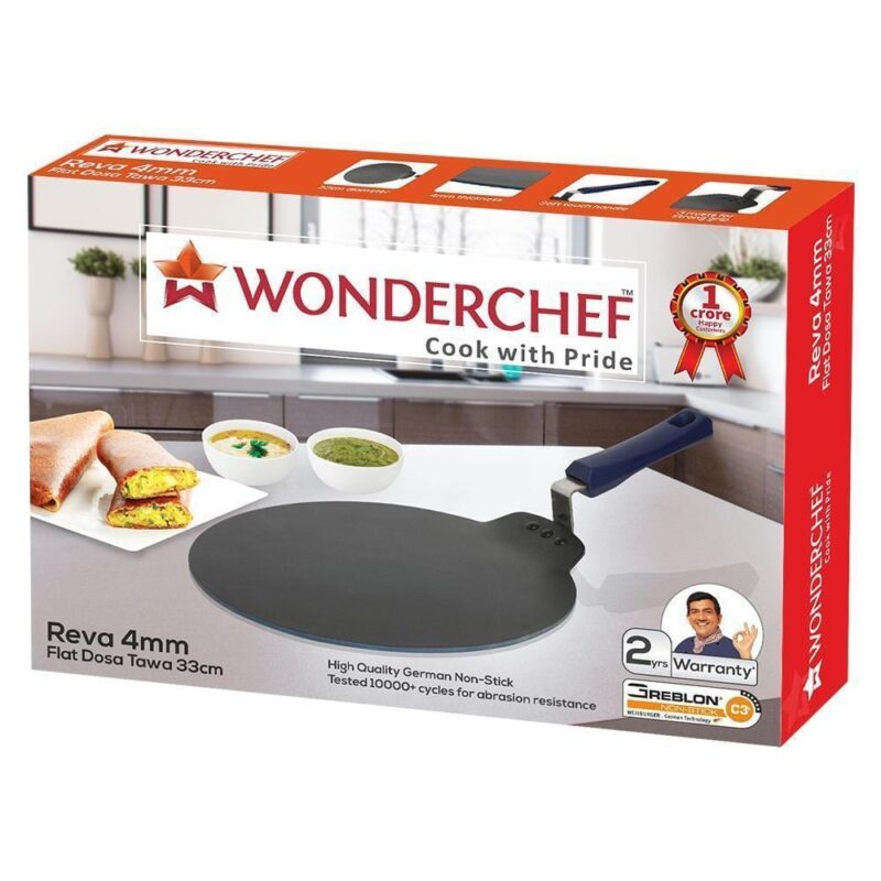 Reva Flat Aluminum 28 cm Nonstick Dosa Tawa | Non Stick Tawa | 4 mm | Black - Image 5
