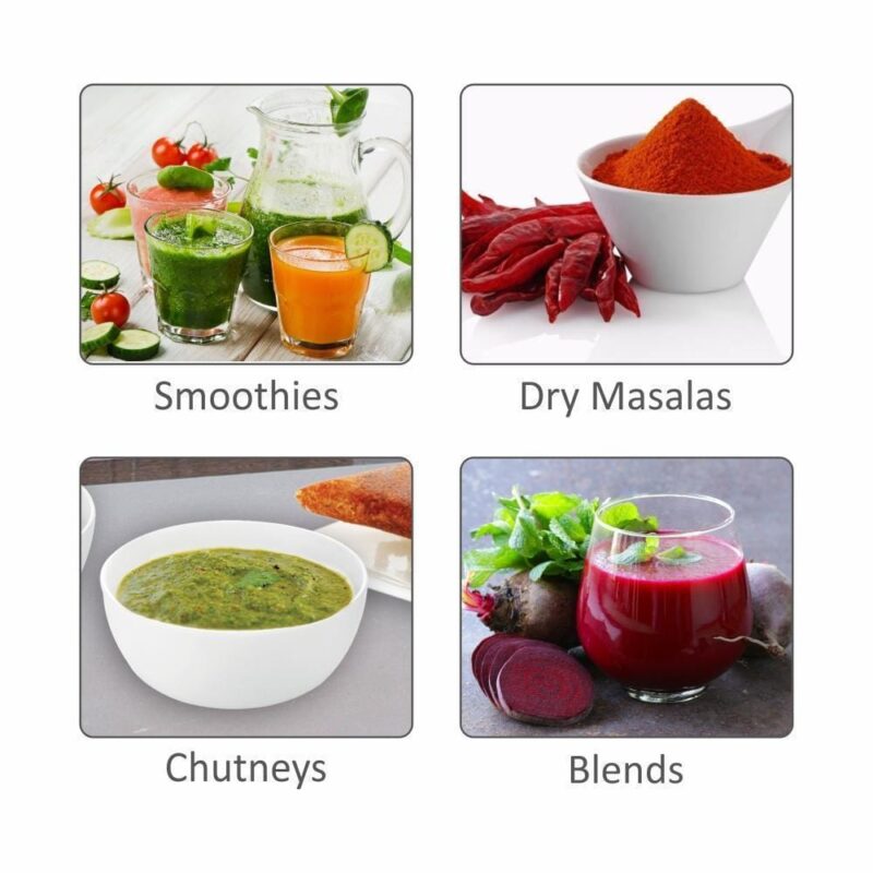 Nutri-blend, 400W, 22000 RPM Mixer-Grinder, Blender, SS Blades, 3 Unbreakable Jars With Juicer Attachment, 2 Years Warranty, Black, Online Recipe Book By Chef Sanjeev Kapoor - Image 5