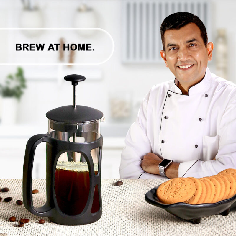 French Press Coffee & Tea Maker 350 ml|Premium Heat Resistant Borosilicate Glass Carafe|4 Level Filtration System|Stainless Steel Plunger with Mesh|Perfect for Coffee Brew Enthusiasts|1-2 Cups of Coffee|Brews in Just 3 Minutes|Black|1 Year Warranty - Image 2