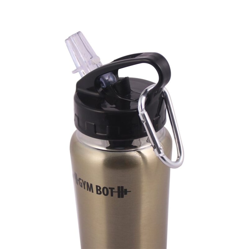 Gym-Bot Stainless Steel Single Wall Water Bottle - Gold,750ml - Image 7