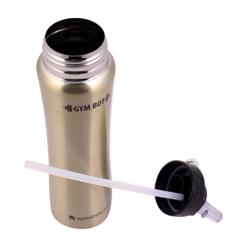 Gym-Bot Stainless Steel Single Wall Water Bottle - Gold,750ml - Image 5