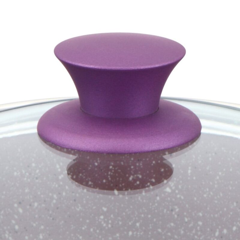 Granite Die-Cast Non-stick 6-piece Casserole Set with Lids, Induction bottom, Soft-touch handles, Virgin grade aluminium, PFOA/Heavy metals free, 3.5mm, 2 years warranty, Purple - Image 10