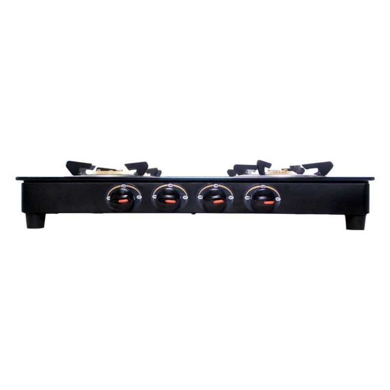 Ruby  4 Burner Glass Cooktop, Black Toughened Glass with 1 Year Warranty, Ergonomic Knobs,  Heat-Efficient Brass Burners, Stainless-steel Spill Tray, Manual Ignition - Image 8