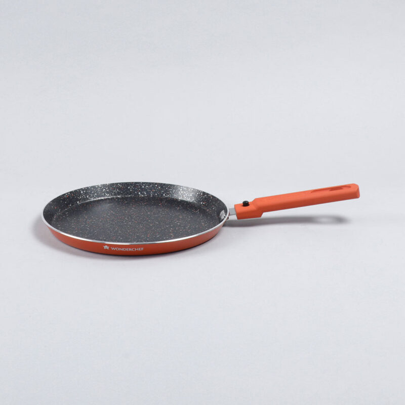 Power Non-Stick Cookware 4 pc Set | Kadhai with Glass Lid 2.6L, Dosa Tawa 25cm, Fry Pan 24cm | Induction Bottom | Soft Touch Handles | Pure Grade Aluminium | PFOA Free | 2 Year Warranty | Orange - Image 3