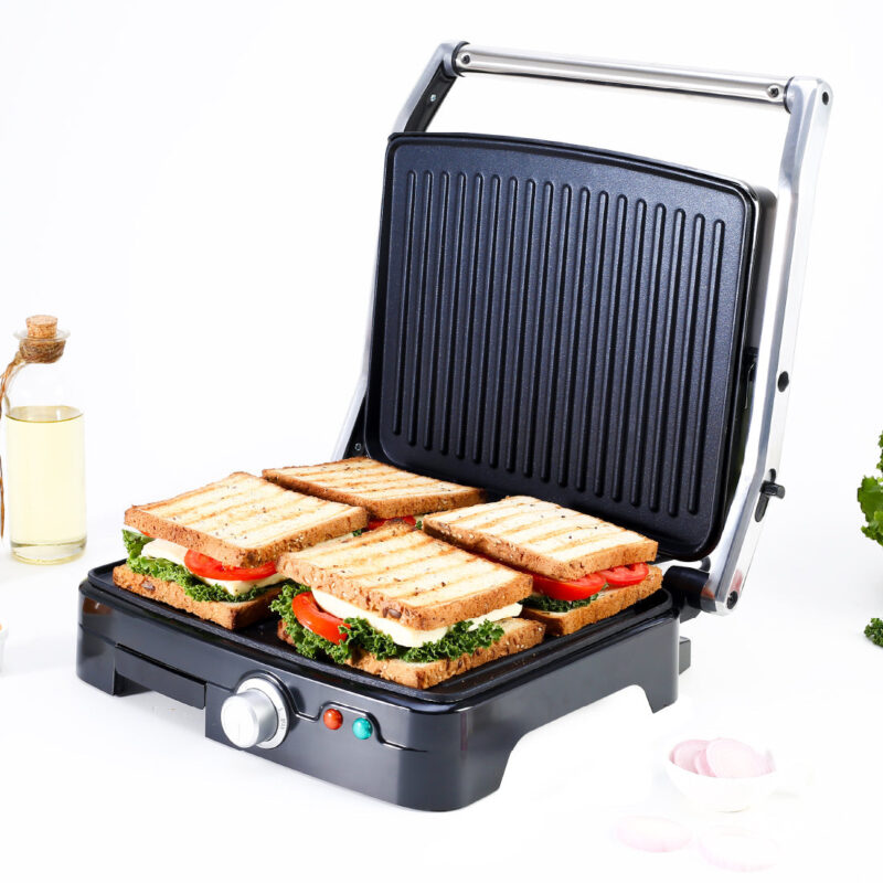 Sanjeev Kapoor Tandoor Professional Plus | Electric Contact Grill & Sandwich Maker| Thermostat Control | Auto Shut Off| LED Indicator| 2 Year Warranty | Black & Silver - Image 7