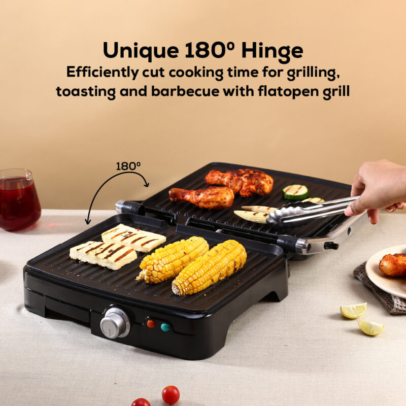 Sanjeev Kapoor Tandoor Professional Plus | Electric Contact Grill & Sandwich Maker| Thermostat Control | Auto Shut Off| LED Indicator| 2 Year Warranty | Black & Silver - Image 3