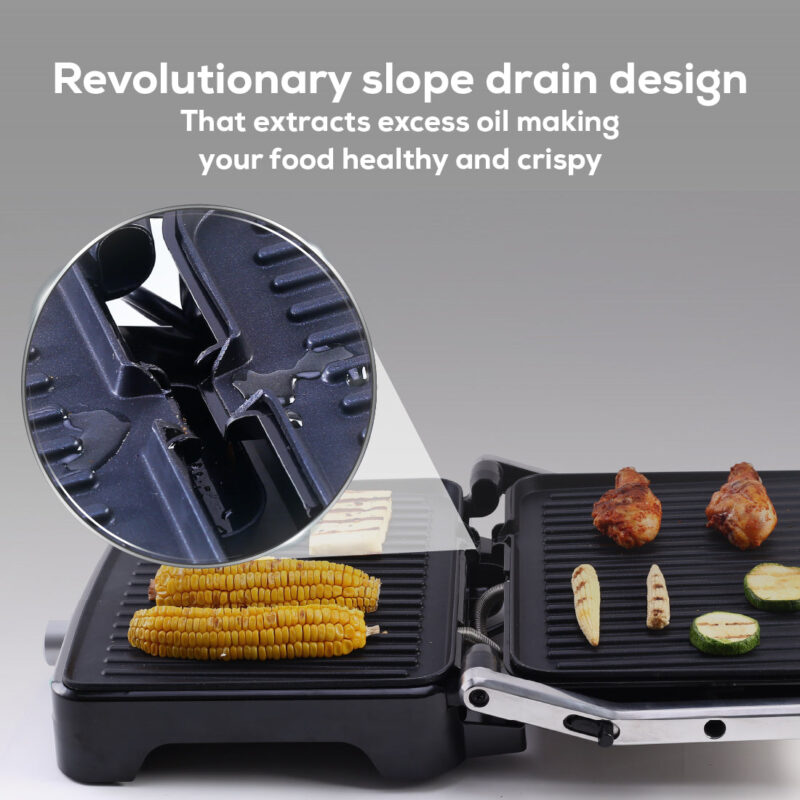 Wonderchef Renewed Sanjeev Kapoor Tandoor Professional Plus | Electric Contact Grill & Sandwich Maker | Thermostat Control | Auto Shut Off | LED Indicator | Black & Silver - Image 5