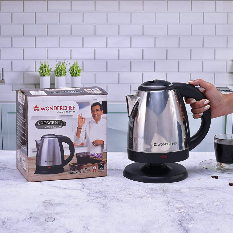 Wonderchef Renewed Crescent Electric Kettle | Stainless Steel | 1.5 Litres | Safety Locking Lid (Copy) - Image 5