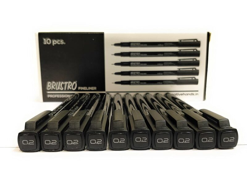 Brustro Professional Pigment Based Fineliner Black | Set of 10| Tip Size 0.03, 0.05, 0.1, 0.2, 0.3, 0.4, 0.5, 0.6, 0.8 and 1mm |Archival Waterproof UV Resistant Ink|Ideal For Technical Drawing,Waterproof,Artist Illustration,Sketching,Mandala - Image 5