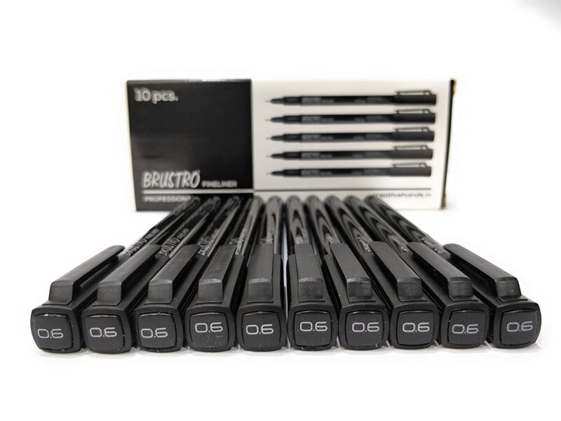 Brustro Professional Pigment Based Fineliner Black | Set of 10| Tip Size 0.03, 0.05, 0.1, 0.2, 0.3, 0.4, 0.5, 0.6, 0.8 and 1mm |Archival Waterproof UV Resistant Ink|Ideal For Technical Drawing,Waterproof,Artist Illustration,Sketching,Mandala - Image 9