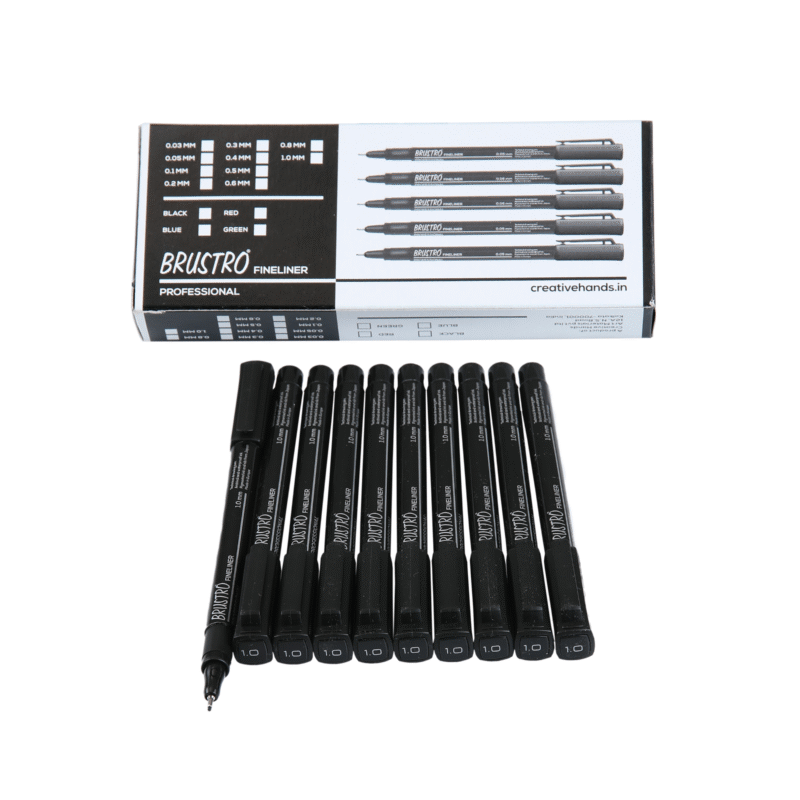 Brustro Professional Pigment Based Fineliner Black | Set of 10 - Tip Size 1mm |Archival Waterproof UV Resistant Ink |Ideal For Technical Drawing,Waterproof,Artist Illustration,Sketching,Mandala - Image 4