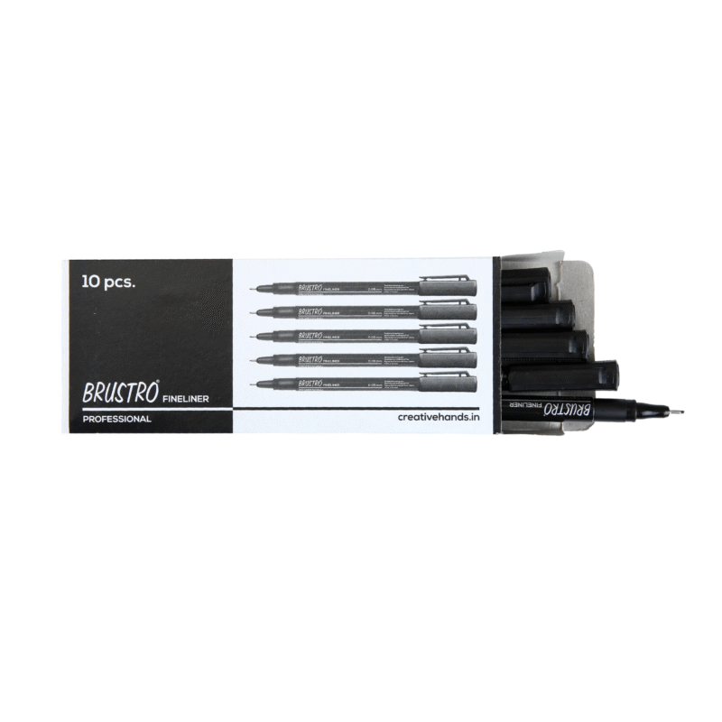 Brustro Professional Pigment Based Fineliner Black | Set of 10 - Tip Size 1mm |Archival Waterproof UV Resistant Ink |Ideal For Technical Drawing,Waterproof,Artist Illustration,Sketching,Mandala