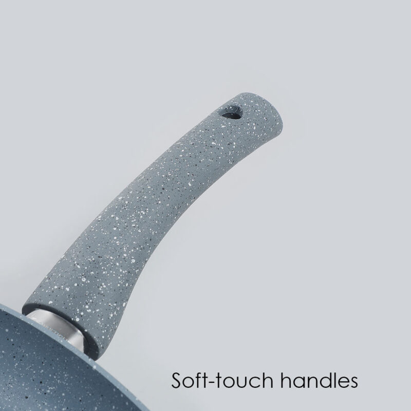 Granite Non-Stick 24cm Grill Pan | Soft-Touch Handles | Virgin Aluminium | PFOA and Heavy Metals Free | 3.5mm Thickness | 1.8 litres | 2 Year Warranty | Grey - Image 7