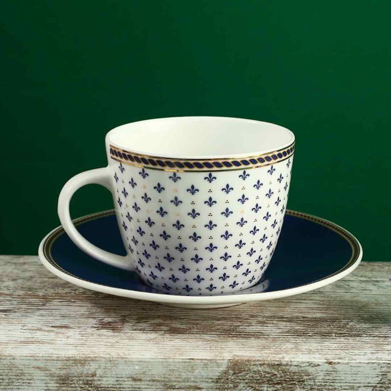 Sicilia Fine Bone China Cup & Saucer Set - Royal Blue - Set of 2 Pcs - Image 4