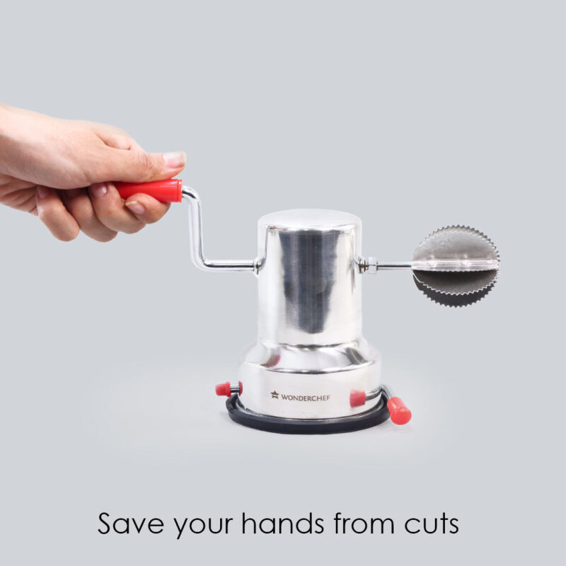 Stainless Steel Coconut Scraper for Kitchen, Vacuum Base, Rotatable Handle, Manual Operation, Silver - Image 6