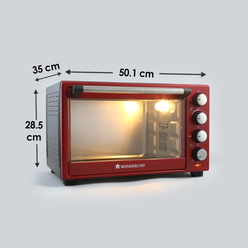 Wonderchef Renewed Oven Toaster Griller (OTG) Crimson Edge - 28L | Auto-shut Off | Heat-resistant Tempered Glass | Multi-stage Heat Selection | 1600W | Red - Image 8