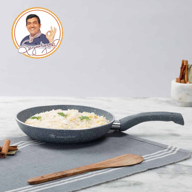 Granite Non-stick Fry Pan, Induction Bottom, Soft Touch Handle, Virgin Grade Aluminium, PFOA/Heavy Metals Free, 3.5mm, 2 years warranty, Grey - Image 5