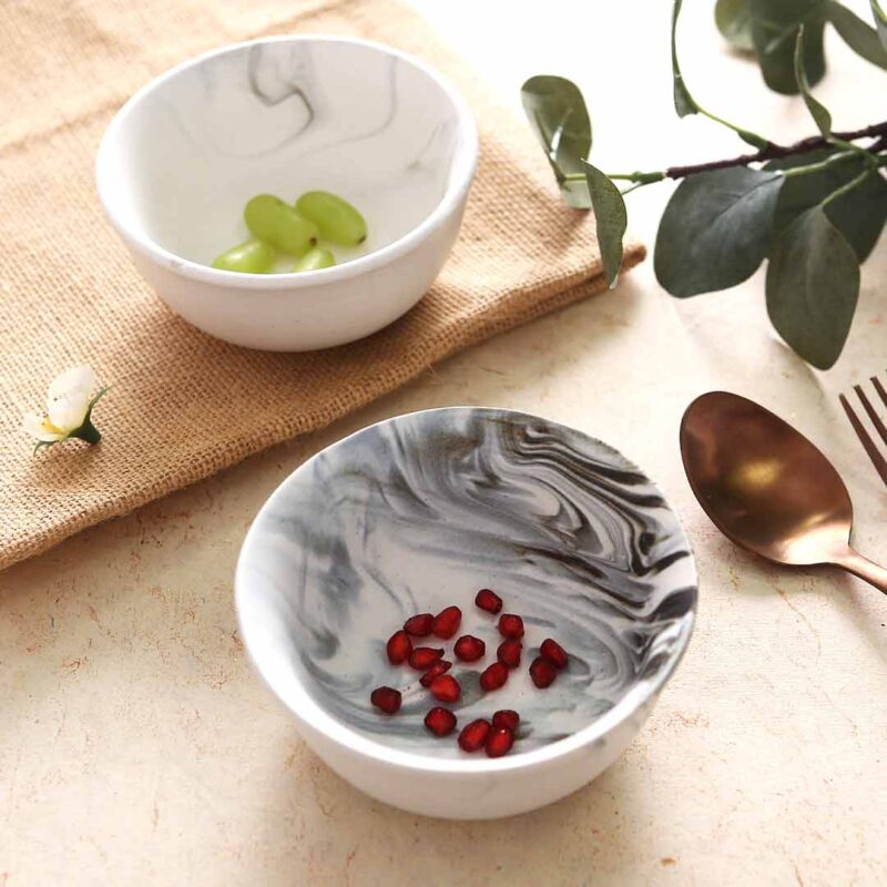 Teramo Stoneware Soup Bowl - Marble White (Set of 2) - Image 5