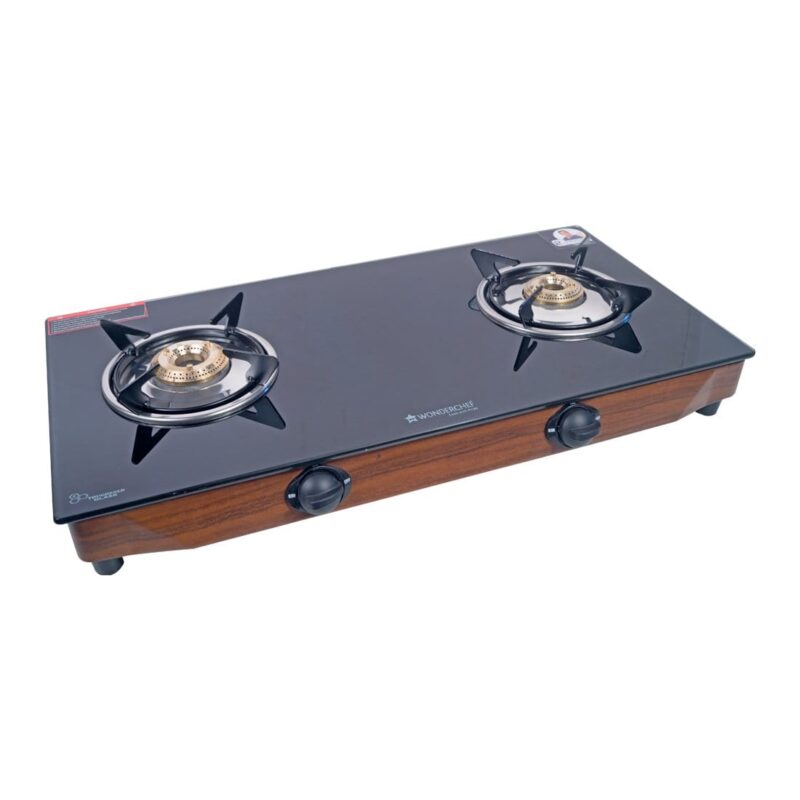 Eco Star 2 Burner Glass Cooktop, Black 8mm Toughened Glass with 1 Year Warranty, Ergonomic Knobs, Efficient Brass Burners, Stainless-steel Spill Tray, Manual Ignition - Image 3