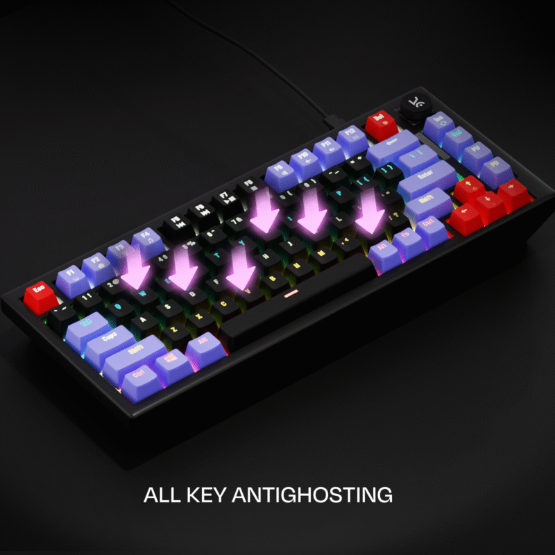 Hive Black - Purple Wired Gaming Keyboard - Image 19