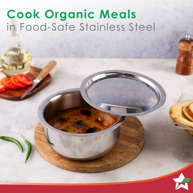 Nigella Tri-ply Stainless Steel 18 cm Cooking Pot | 2.6mm Thickness | Silver - Image 5
