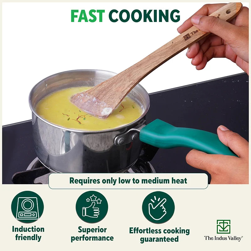 Tri-Steel Stainless Steel Tea/Milk Pan+ Lid, Premium Quality, Tri-ply (3 Layer) Bottom, Soft-touch Handle, 100% Toxin-free, Non-stick, Induction & Gas, 1/1.5 L, 14.9/16.9 cm - Image 5