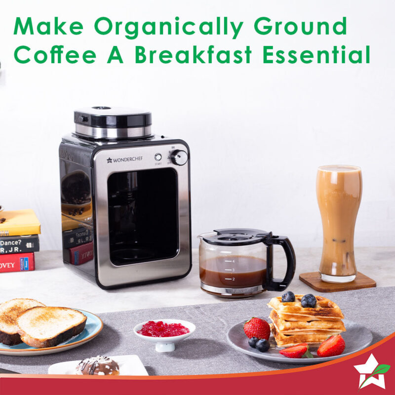 Regalia Bean-to-Cup Brew Coffee Maker with Grinder | Grind Coffee Beans | Get Fresh Aromatic Powder | Brew 4 cups | Glass Carafe | Easy Control Dial | 2 Years Warranty | Steel - Image 5