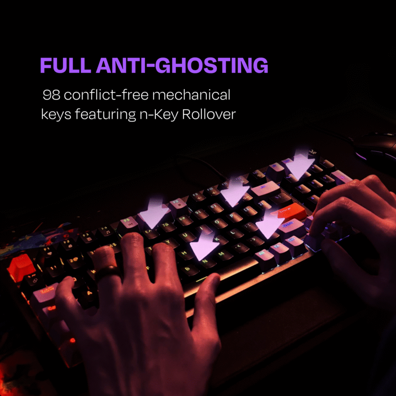 Hive Full-Size Black - Purple Wired Gaming Keyboard - Image 3