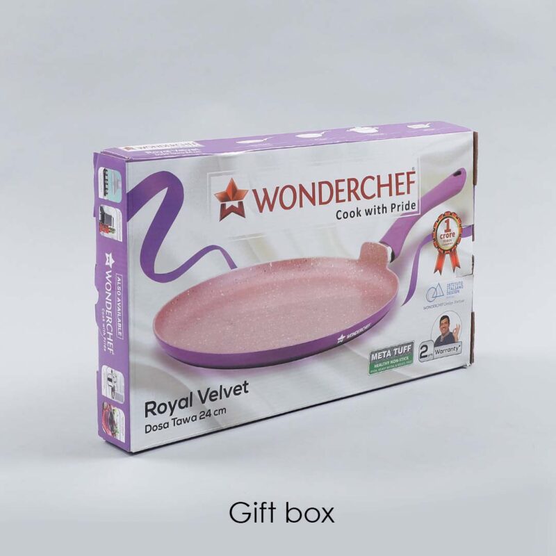 Wonderchef Renewed Royal Velvet 24cm Non-Stick Dosa Tawa | Induction Bottom | Soft-Touch Handle | Virgin Grade Aluminium | 3mm Thick | PFOA and Heavy Metals Free - Image 6